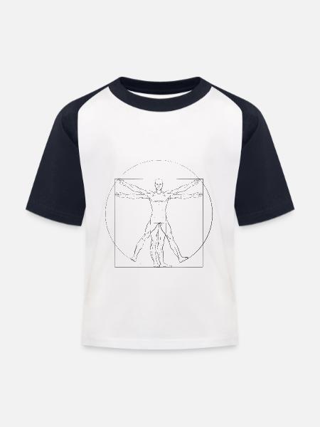 homo vitruvianus - Kinder Baseball T-Shirt - Weiß/Navy