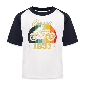 Vintage Classic Birthday Gift Born in 1931 - Kids' Baseball T-Shirt - white/navy - Front