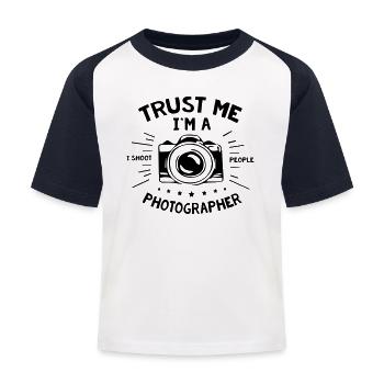 Trust Me I Am Photographer - Kinder Baseball T-Shirt - Weiß/Navy - Vorne