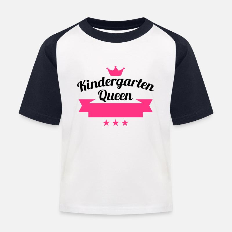Kindergarten Queen Mädchen - Kinder Baseball T-Shirt - Weiß/Navy
