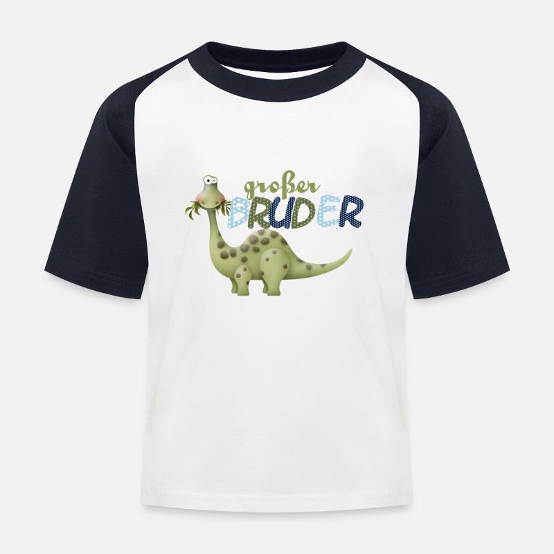 großer Bruder Dinosaurier - Kinder Baseball T-Shirt - Weiß/Navy