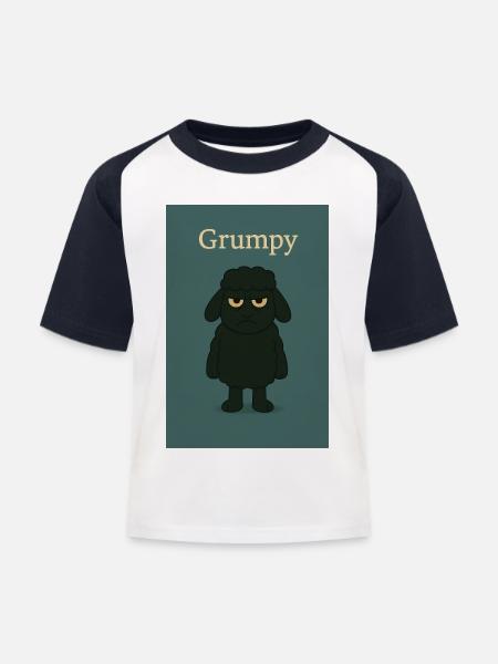 Grumpy - Kinder Baseball T-Shirt - Weiß/Navy