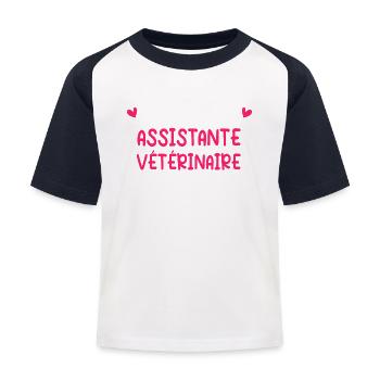 Souvent Imitée Meilleure Assistante Vétérinair - T-shirt baseball Enfant - blanc/marine - Devant