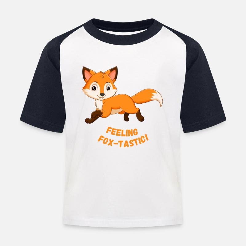 Feeling Fox-Tastic - Kinder Baseball T-Shirt - Weiß/Navy