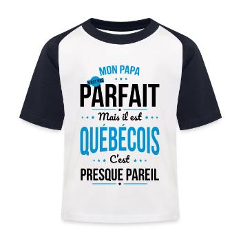 Mon papa n'est pas parfait - Québécois - T-shirt baseball Enfant - blanc/marine - Devant