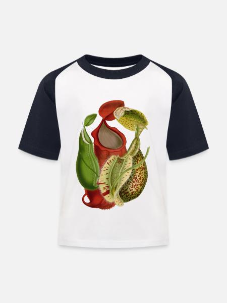 Fleischfressende Pflanze - Kinder Baseball T-Shirt - Weiß/Navy