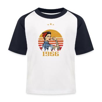Vintage 1966 - Born In June 1966 - Kinder Baseball T-Shirt - Weiß/Navy - Vorne