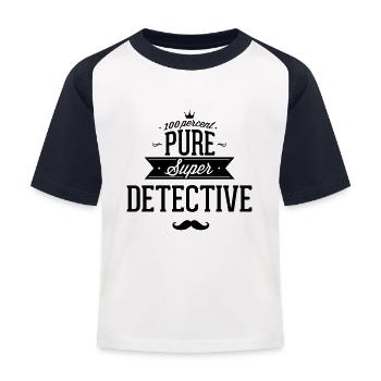 100 Prozent Detektiv - Kinder Baseball T-Shirt - Weiß/Navy - Vorne