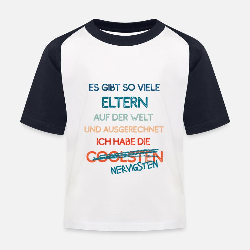 Eltern-Fanshirt Pubertätsedition - Kinder Baseball T-Shirt - Weiß/Navy