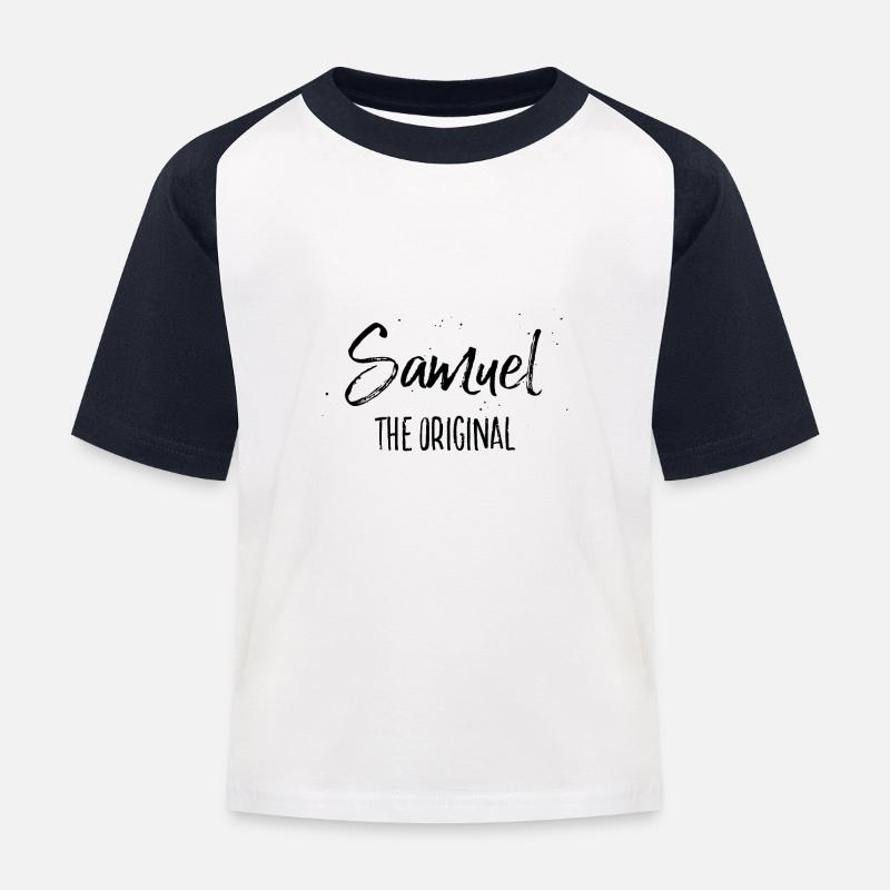 Samuel - Kinder Baseball T-Shirt - Weiß/Navy