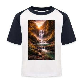 Cascade sous le soleil du soir - T-shirt baseball Enfant - blanc/marine - Devant