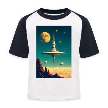 Städte beginnen über die Zukunft der Wolken zu schweben - Kinder Baseball T-Shirt - Weiß/Navy - Vorne