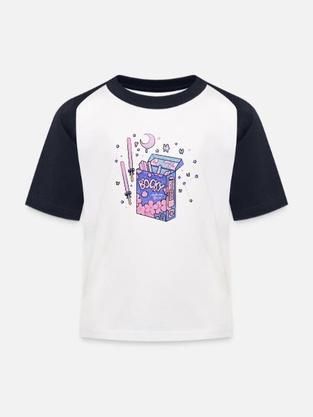Tasty Bocky - Kinder Baseball T-Shirt - Weiß/Navy