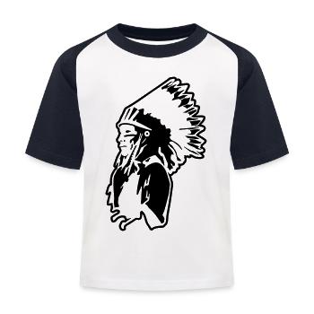 indianer indien usa symbol of wild chef native ame - Kinder Baseball T-Shirt - Weiß/Navy - Vorne