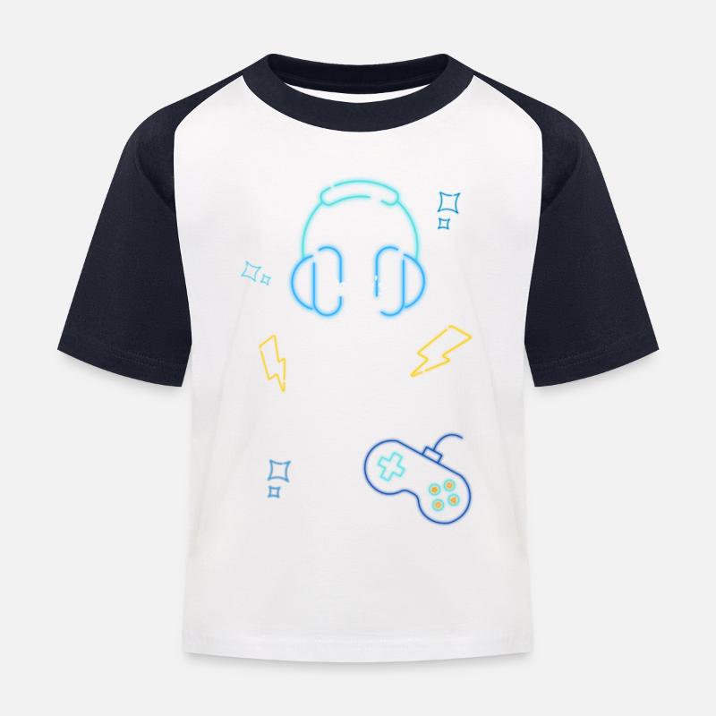 Daddy's Future Gaming Buddy - Kinder Baseball T-Shirt - Weiß/Navy