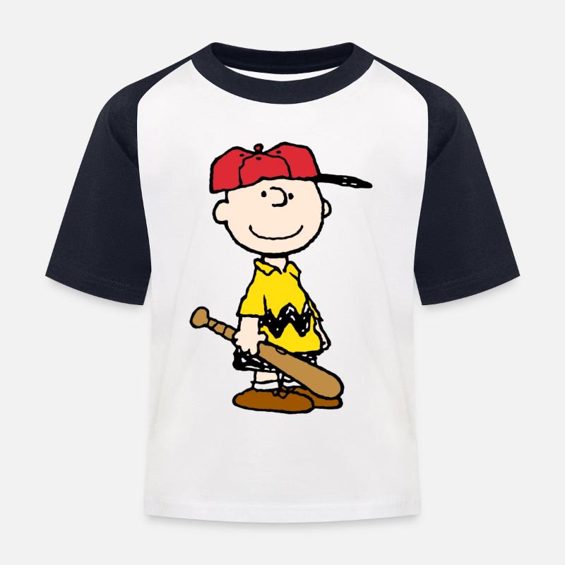 Peanuts Charlie Brown Baseball Sport - Maglietta da baseball per bambini - bianco/navy
