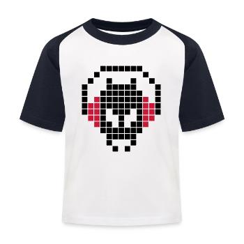 8 Bit Invader, Stereo Invader, Pixel Invader - T-shirt baseball Enfant - blanc/marine - Devant