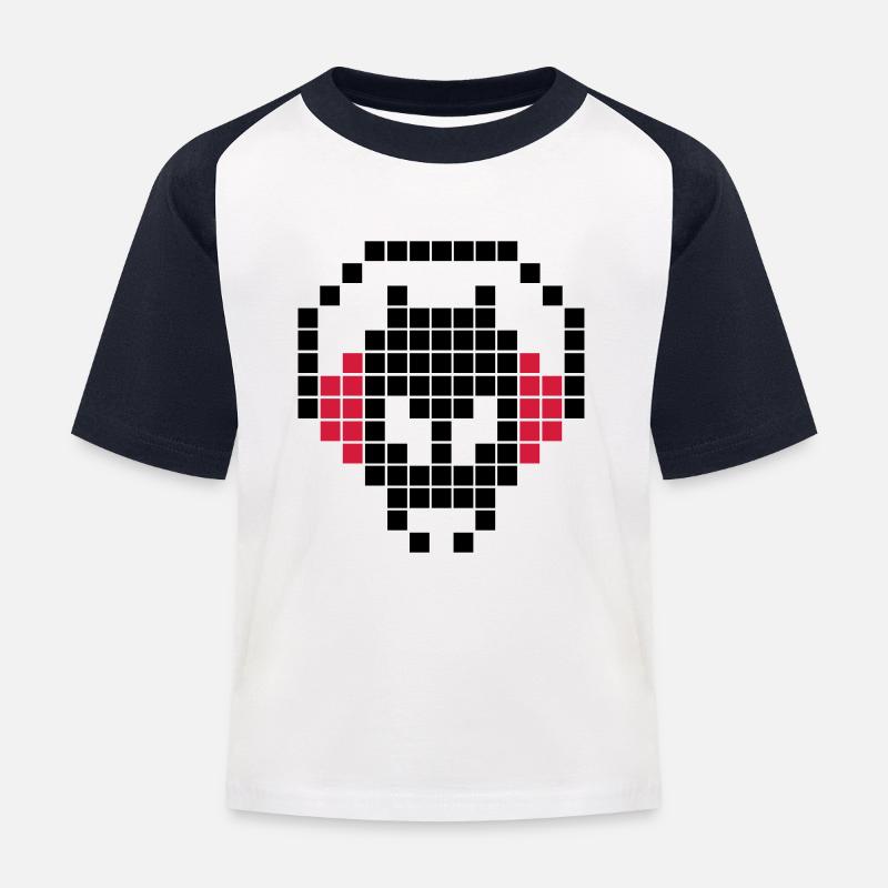 8 Bit Invader, Stereo Invader, Pixel Invader - T-shirt baseball Enfant - blanc/marine