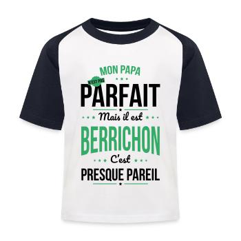 Mon papa n'est pas parfait - Berrichon - T-shirt baseball Enfant - blanc/marine - Devant