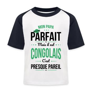 Mon papa n'est pas parfait - Congolais - T-shirt baseball Enfant - blanc/marine - Devant