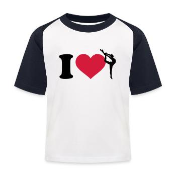 Gymnastik - Kinder Baseball T-Shirt - Weiß/Navy - Vorne