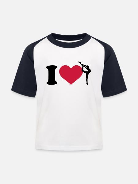 Gymnastik - Kinder Baseball T-Shirt - Weiß/Navy