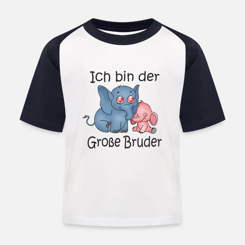 Ich Bin Der Große Bruder - Kinder Baseball T-Shirt - Weiß/Navy