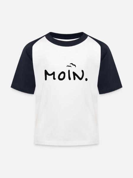 Moin. - Kinder Baseball T-Shirt - Weiß/Navy