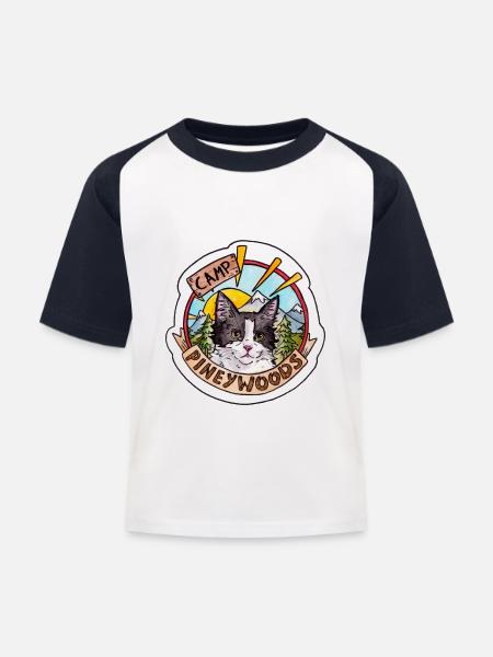 Campingplatz Pineywoods - Kinder Baseball T-Shirt - Weiß/Navy