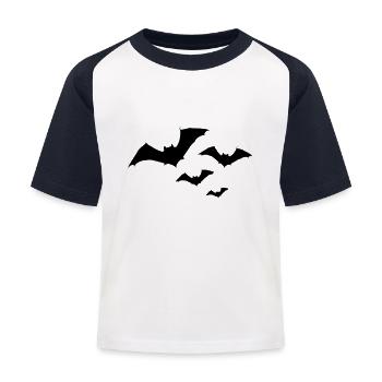 Halloween Fledermaus Schwarm 1c - Kinder Baseball T-Shirt - Weiß/Navy - Vorne
