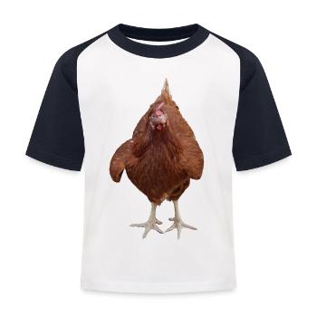 Redhead Henne lustiger Kopf Unsinn - Kinder Baseball T-Shirt - Weiß/Navy - Vorne