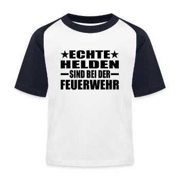 Feuerwehr - Kinder Baseball T-Shirt - Weiß/Navy - Vorne