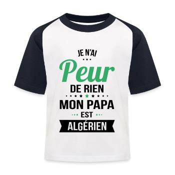 Je n'ai peur de rien mon papa est Algérien - T-shirt baseball Enfant - blanc/marine - Devant