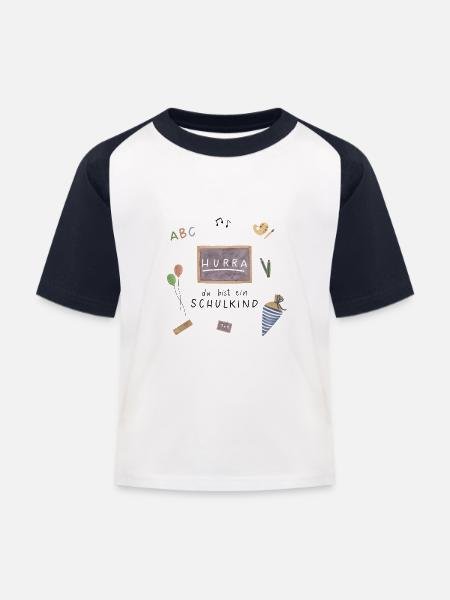 Schulkind - Kinder Baseball T-Shirt - Weiß/Navy