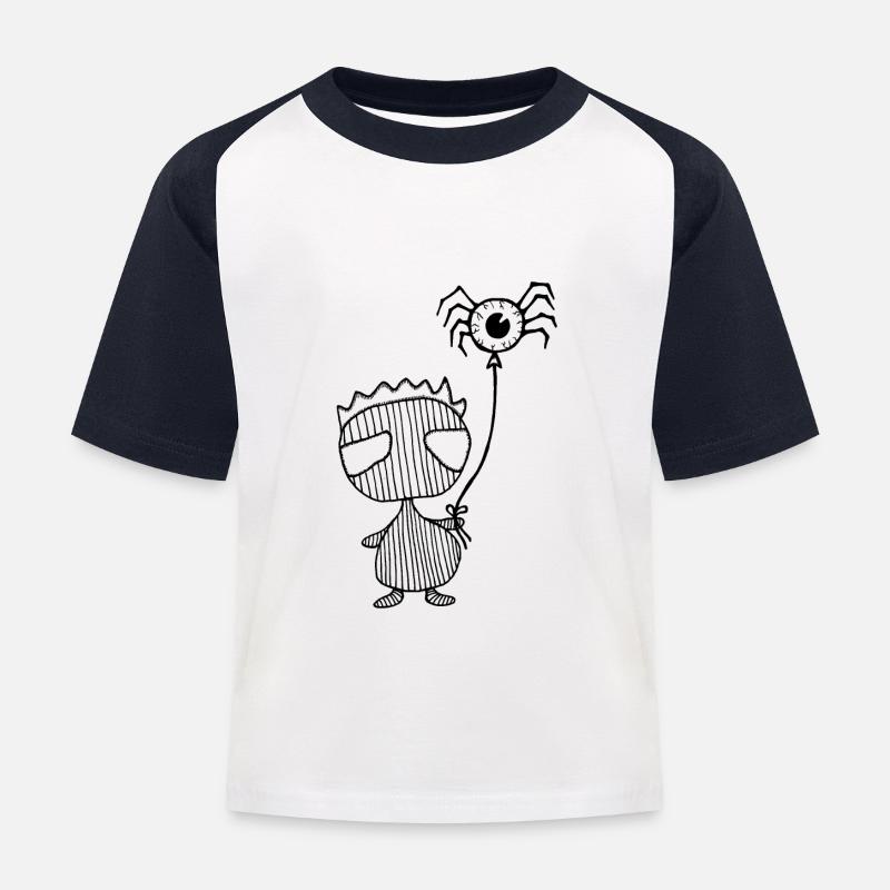 Emo Boy mit Spinne Gothic Figur by nikki-luka - Kinder Baseball T-Shirt - Weiß/Navy