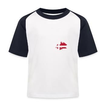Dänemark Fahne Dänische Flagge Danmark Denmark - Kinder Baseball T-Shirt - Weiß/Navy - Vorne