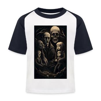 La famille de l’horreur à travers le temps et le temps - T-shirt baseball Enfant - blanc/marine - Devant