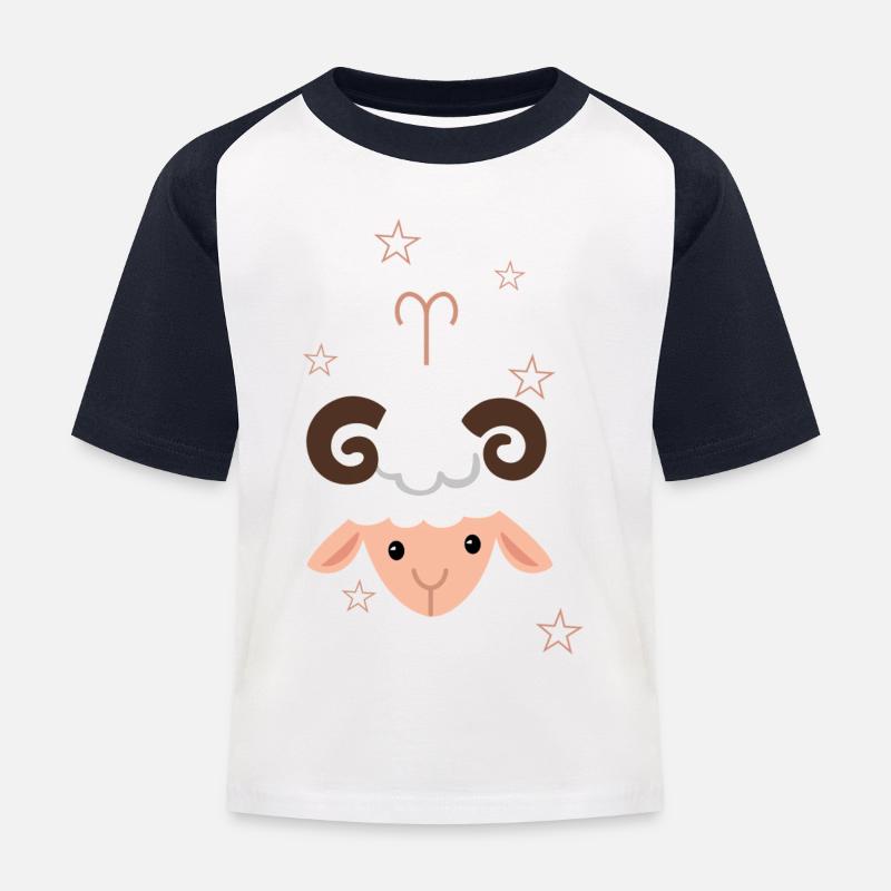 Widder - Kinder Baseball T-Shirt - Weiß/Navy