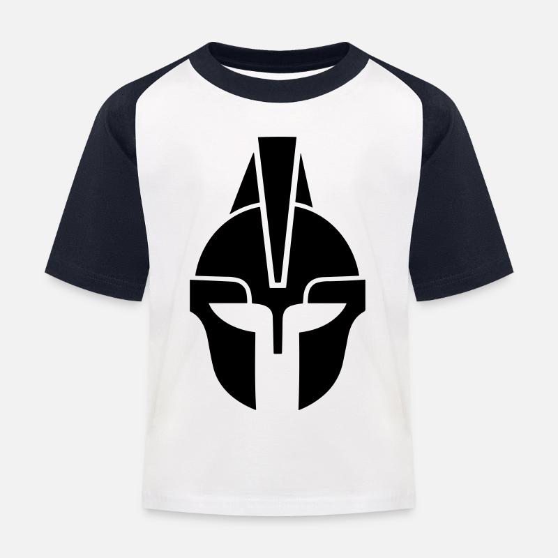 Spartanischer Helm - Kinder Baseball T-Shirt - Weiß/Navy