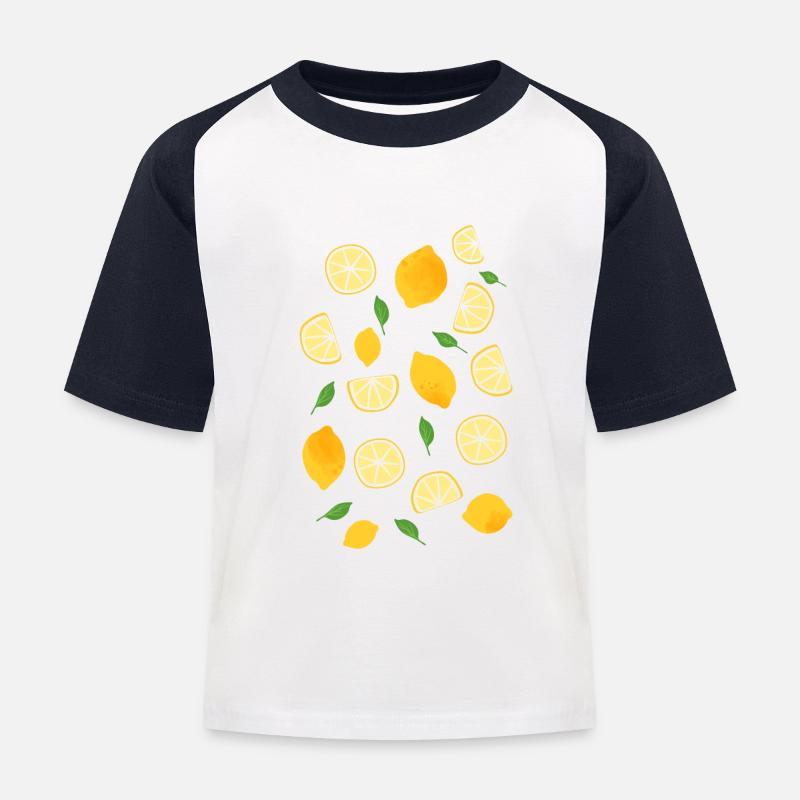 Zitronen - Kinder Baseball T-Shirt - Weiß/Navy