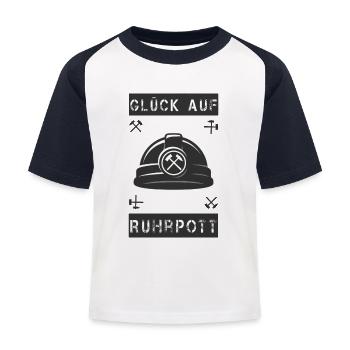Glück auf. Ruhrpott - Kinder Baseball T-Shirt - Weiß/Navy - Vorne