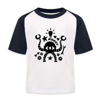 robots - Kids' Baseball T-Shirt - white/navy - Front