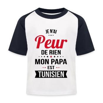 Je n'ai peur de rien mon papa est Tunisien - T-shirt baseball Enfant - blanc/marine - Devant