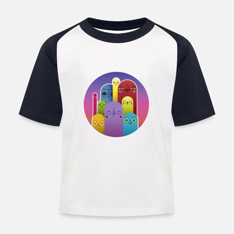 ATMObande - Kinder Baseball T-Shirt - Weiß/Navy