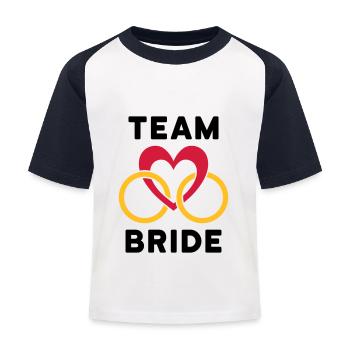 Mariée de l’équipe (cœur, deux bagues) - T-shirt baseball Enfant - blanc/marine - Devant
