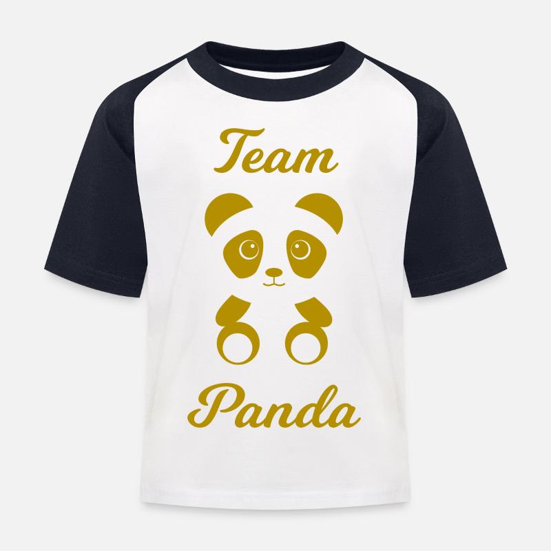 Team Panda Bär als Geschenkidee - Kinder Baseball T-Shirt - Weiß/Navy