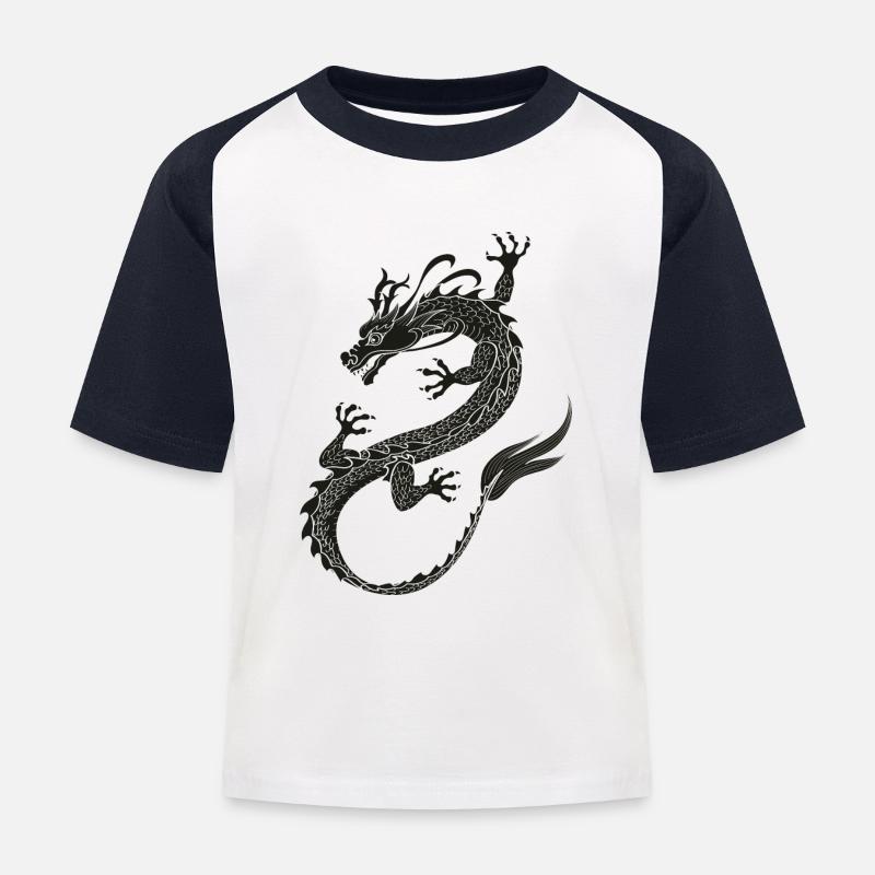 Dragonflight black - Kinder Baseball T-Shirt - Weiß/Navy