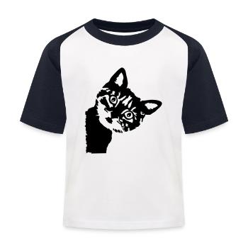 Cat, cute kitten - T-shirt baseball Enfant - blanc/marine - Devant