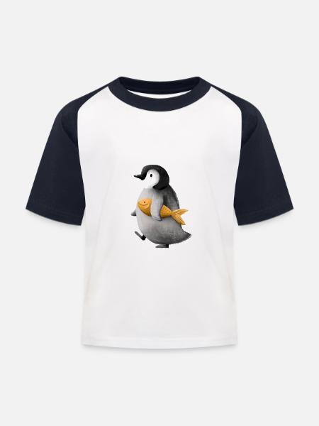 Penguin - Kinder Baseball T-Shirt - Weiß/Navy