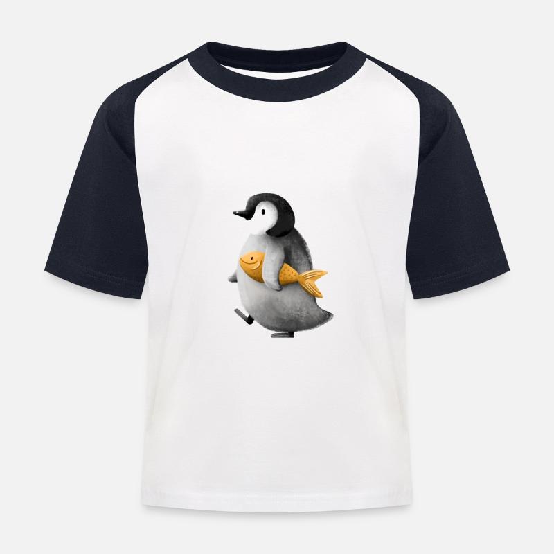 Penguin - Kinder Baseball T-Shirt - Weiß/Navy